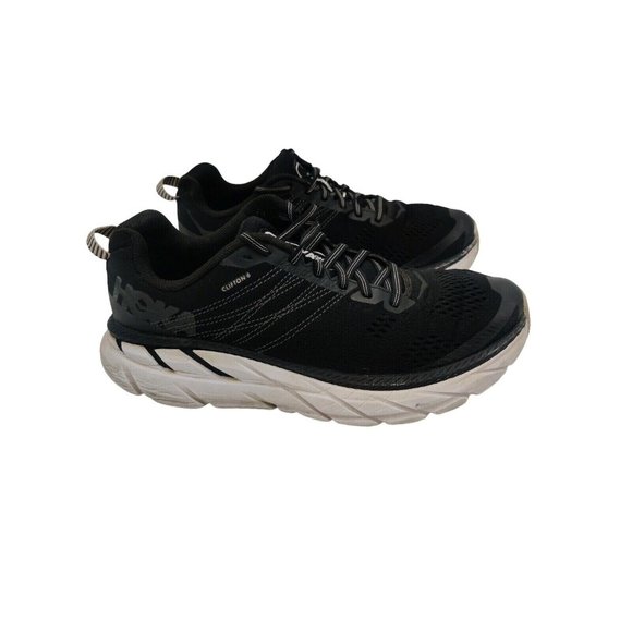HOKA One One W Clifton 6 Womens Size US 9.5 Black White Sneakers Shoes F27219E - Picture 1 of 12
